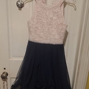 Speechless Pink Lace and Navy Kids Dress